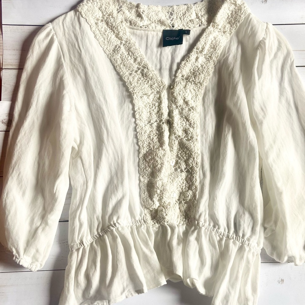 Cliche linen bohemian white blouse